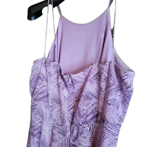 Evan Picone Vintage Boho Halter Dress Irregular Hem Mauve & Cranberry Flowy size - Picture 4 of 11